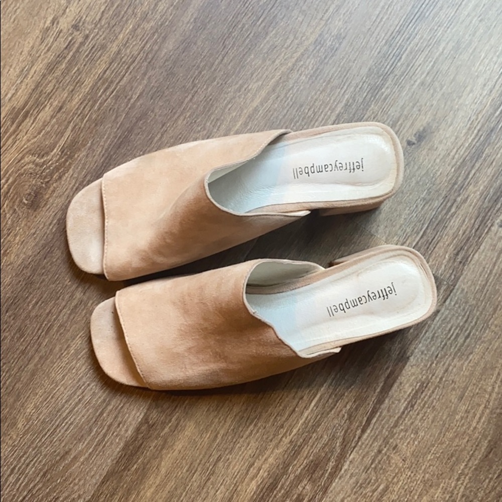 Jeffery Campbell light pink suede mules